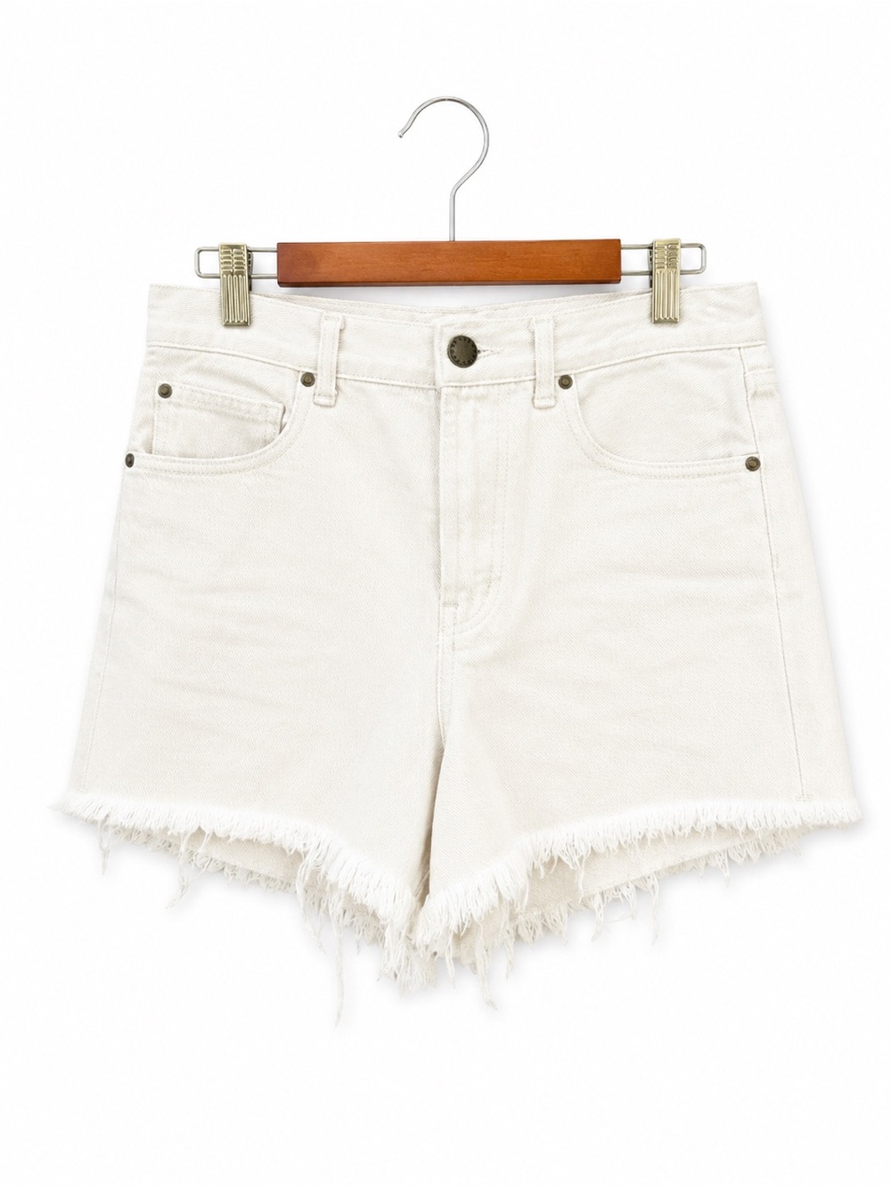 the Great. Shorts cut off denim jean ivory size 26 cotton the Clark short